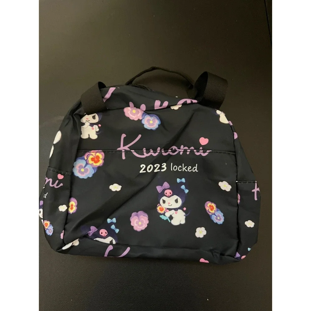 Sanrio Kuromi Insulated Lunch Bag Black Purple Kawaii 2023 Locked Floral Tote